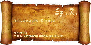 Sztancsik Kinga névjegykártya